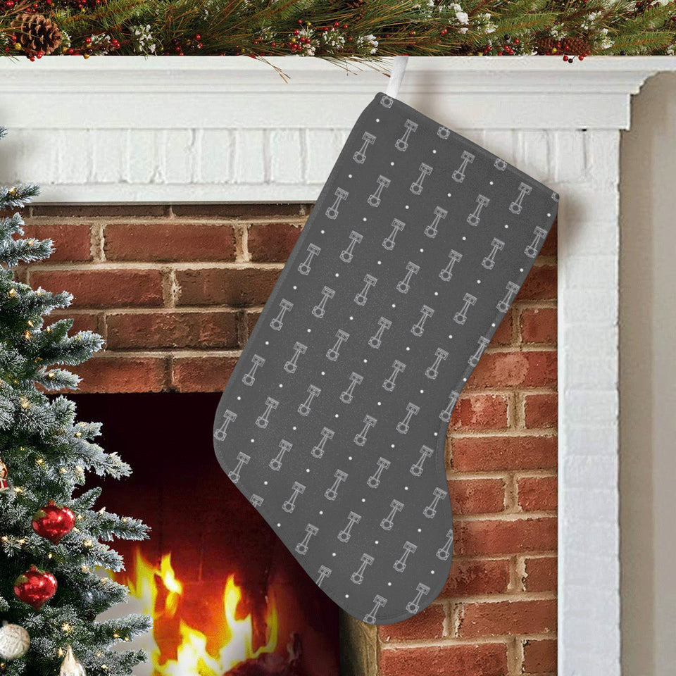 Engine Piston Black Background Pattern Print Desig Christmas Stocking