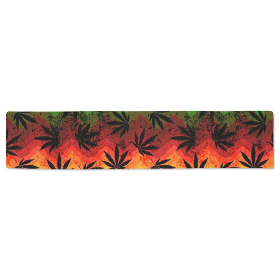 Canabis Marijuana Weed Pattern Print Design 03 Table Runner