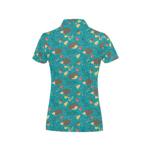 Hedgehog Pattern Print Design 01 Women's All Over Print Polo Shirt
