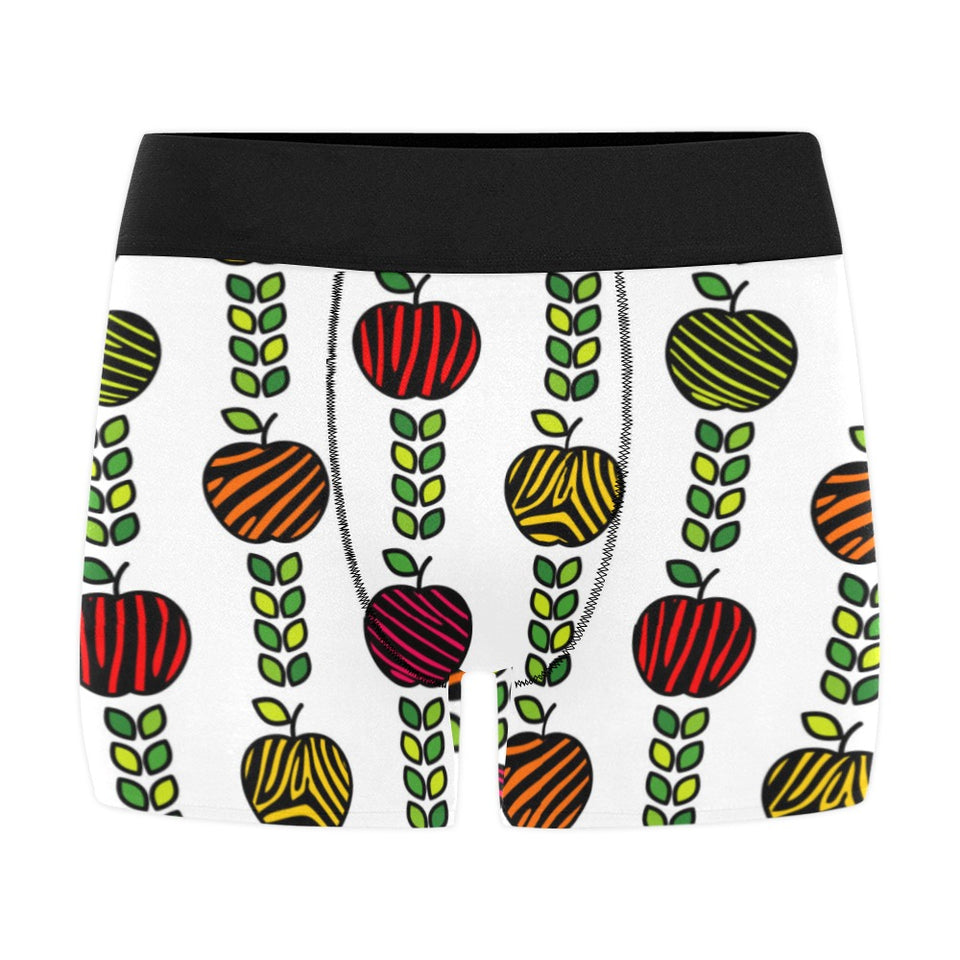 colorful apples leave zebra stripe Men's All Over Print Boxer Briefs Men's Underwear