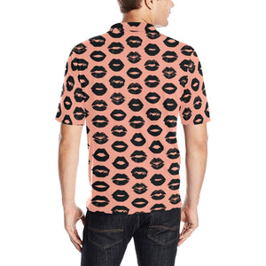 Lips Pattern Print Design 02 Men's All Over Print Polo Shirt