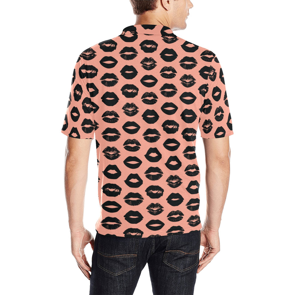Lips Pattern Print Design 02 Men's All Over Print Polo Shirt