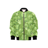 Broccoli pattern green background Kids' Boys' Girls' Bomber Jacket