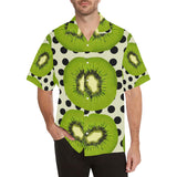 kiwi black dot background Men's All Over Print Hawaiian Shirt