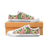 Avocado slices leaves pink back ground Men's Low Top Shoes White