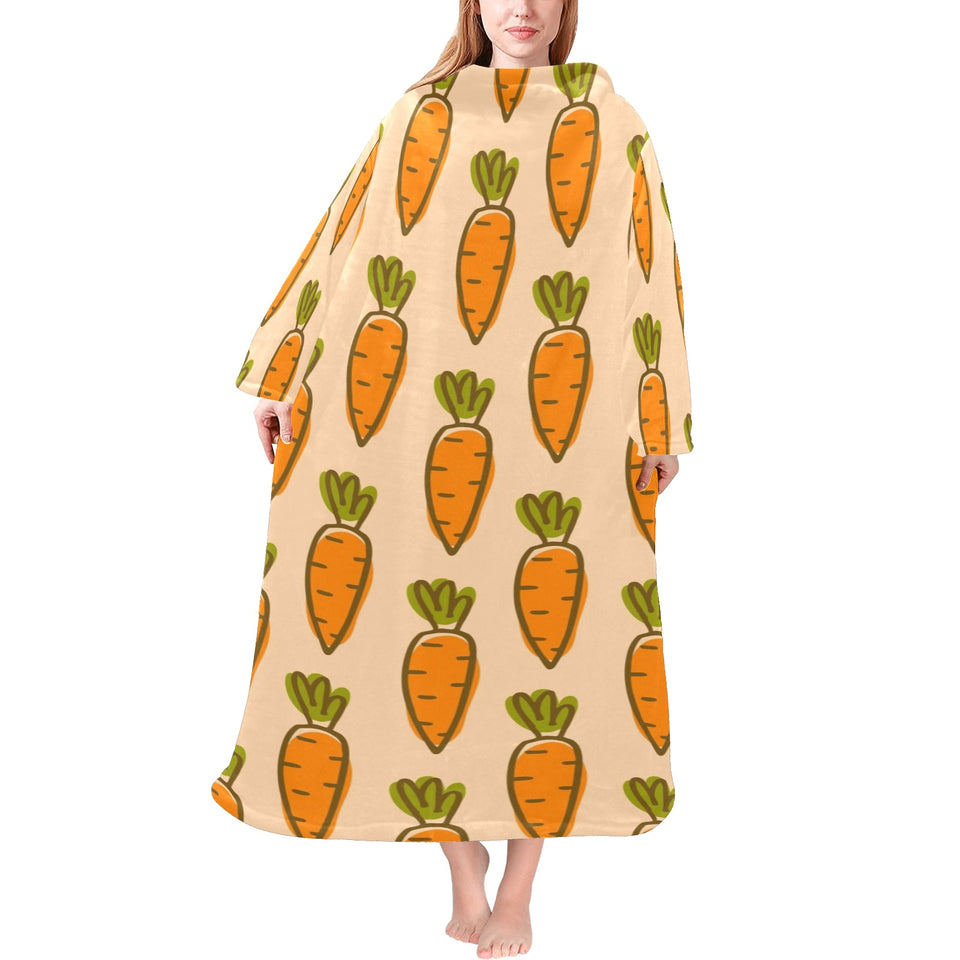 Carrot Pattern Print Design 04 Blanket Robe with Sleeves