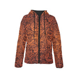 cacao beans tribal polynesian pattern Women's Padded Hooded Jacket