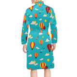 Hot Air Balloon Sky Pattern Men's Long Sleeve Belted Night Robe