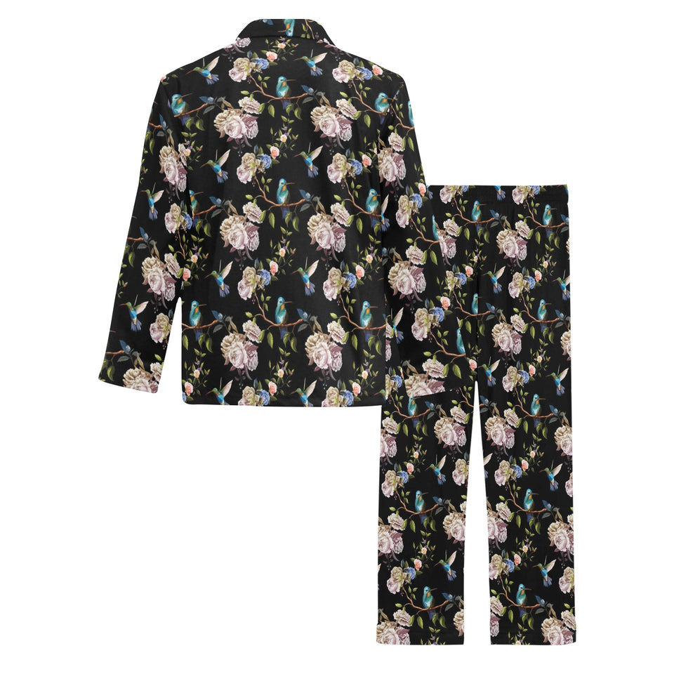 Hummingbird Pattern Print Design 03 Men's Long Pajama Set