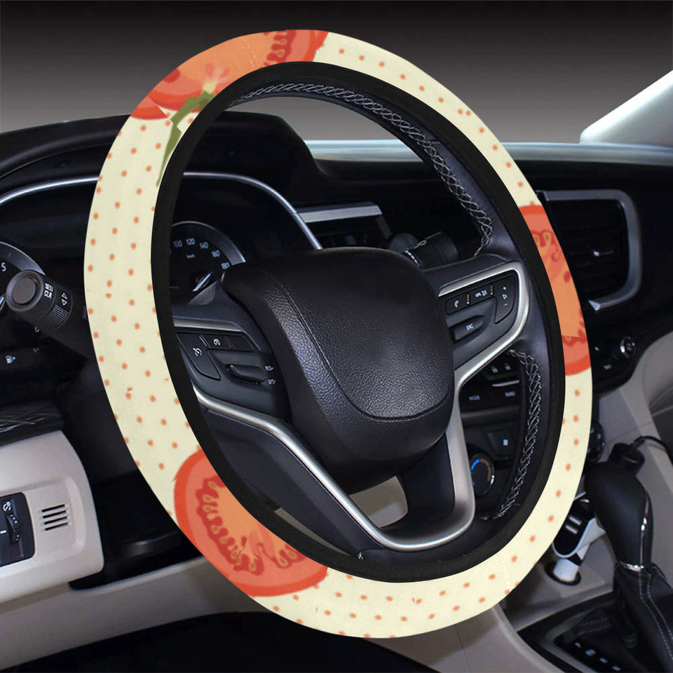 Tomato dot background Car Steering Wheel Cover