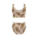 Corn Pattern Print Design 03 Chest Bowknot High Waisted Bikini Swimsuit