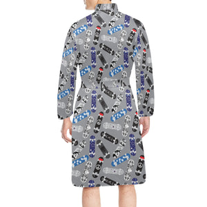 Skate Board Pattern Print Design 03 Men's Long Sleeve Belted Night Robe