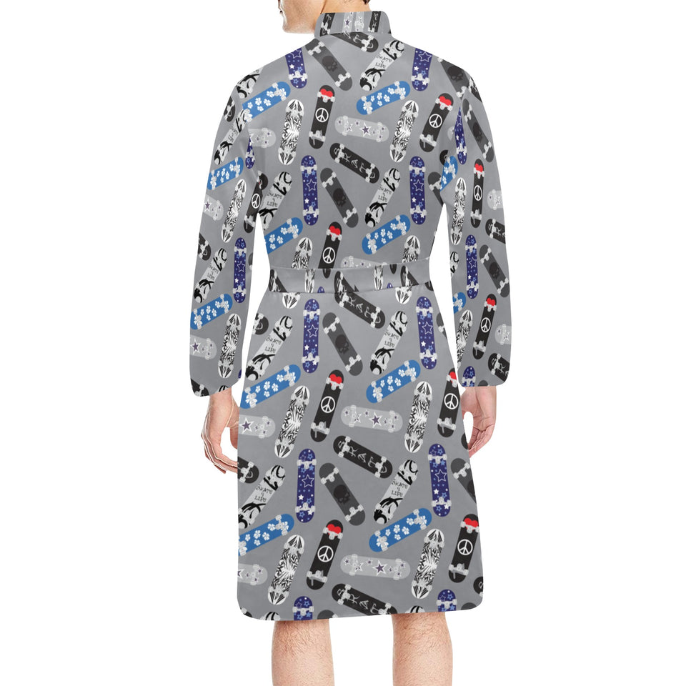 Skate Board Pattern Print Design 03 Men's Long Sleeve Belted Night Robe