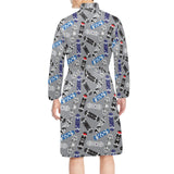 Skate Board Pattern Print Design 03 Men's Long Sleeve Belted Night Robe