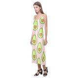 Avocado heart pink background V-Neck Open Fork Long Dress
