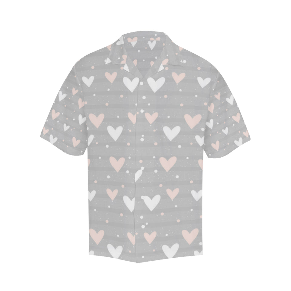 Heart pattern gray background Men's All Over Print Hawaiian Shirt