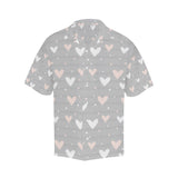 Heart pattern gray background Men's All Over Print Hawaiian Shirt