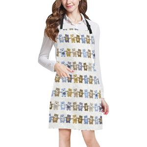 Teddy Bear Pattern Print Design 02 All Over Print Adjustable Apron