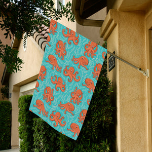 Octopus turquoise background House Flag Garden Flag