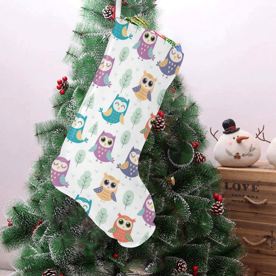 Cute owl pattern Christmas Stocking