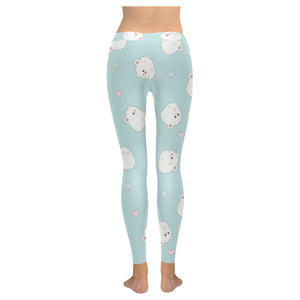 White cute hamsters heart pattern Women's Legging Fulfilled In US