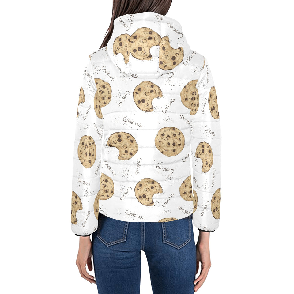 Sketch style cookie pattern Women's Padded Hooded Jacket