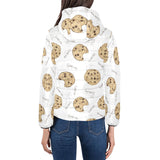 Sketch style cookie pattern Women's Padded Hooded Jacket