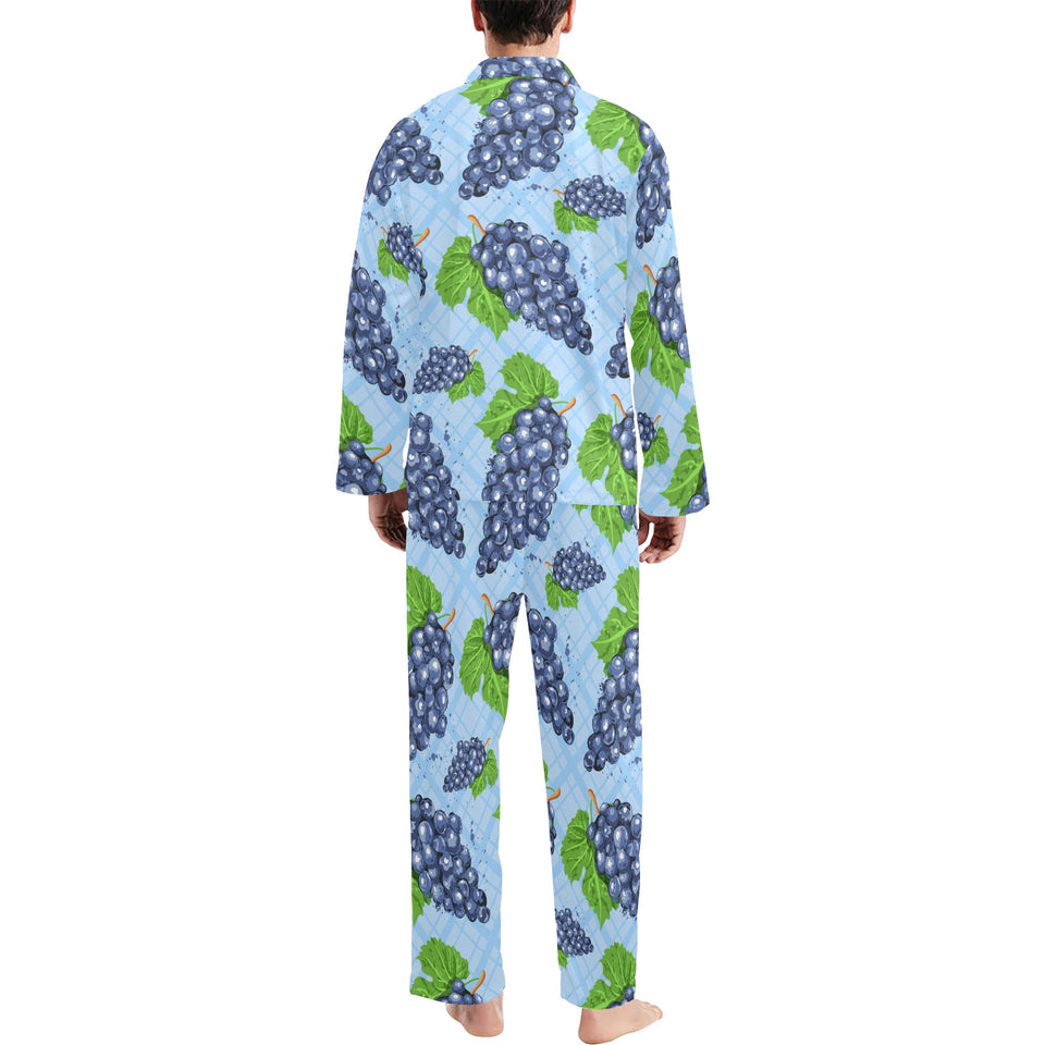 Watercolor grape pattern Men's Long Pajama Set