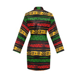 Canabis Marijuana Weed Pattern Print Design 04 Women's Long Sleeve Belted Night Robe