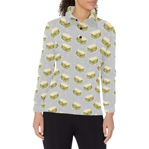 Sandwich Pattern Print Design 05 Women's Long Sleeve Polo Shirt