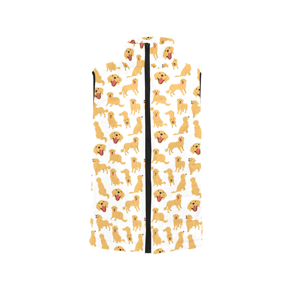 Golden Retriever Pattern Print Design 05 Women's Padded Vest