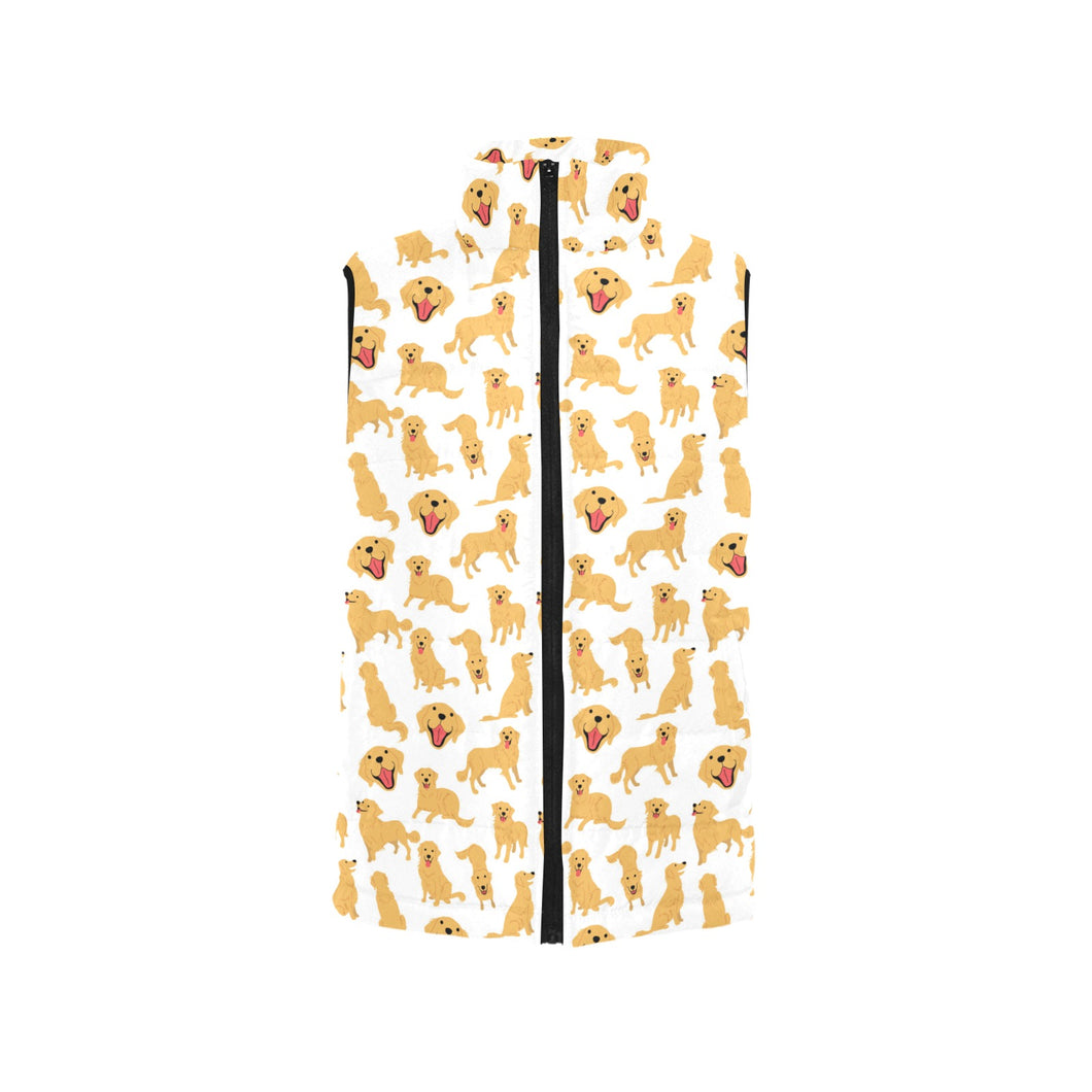 Golden Retriever Pattern Print Design 05 Women's Padded Vest