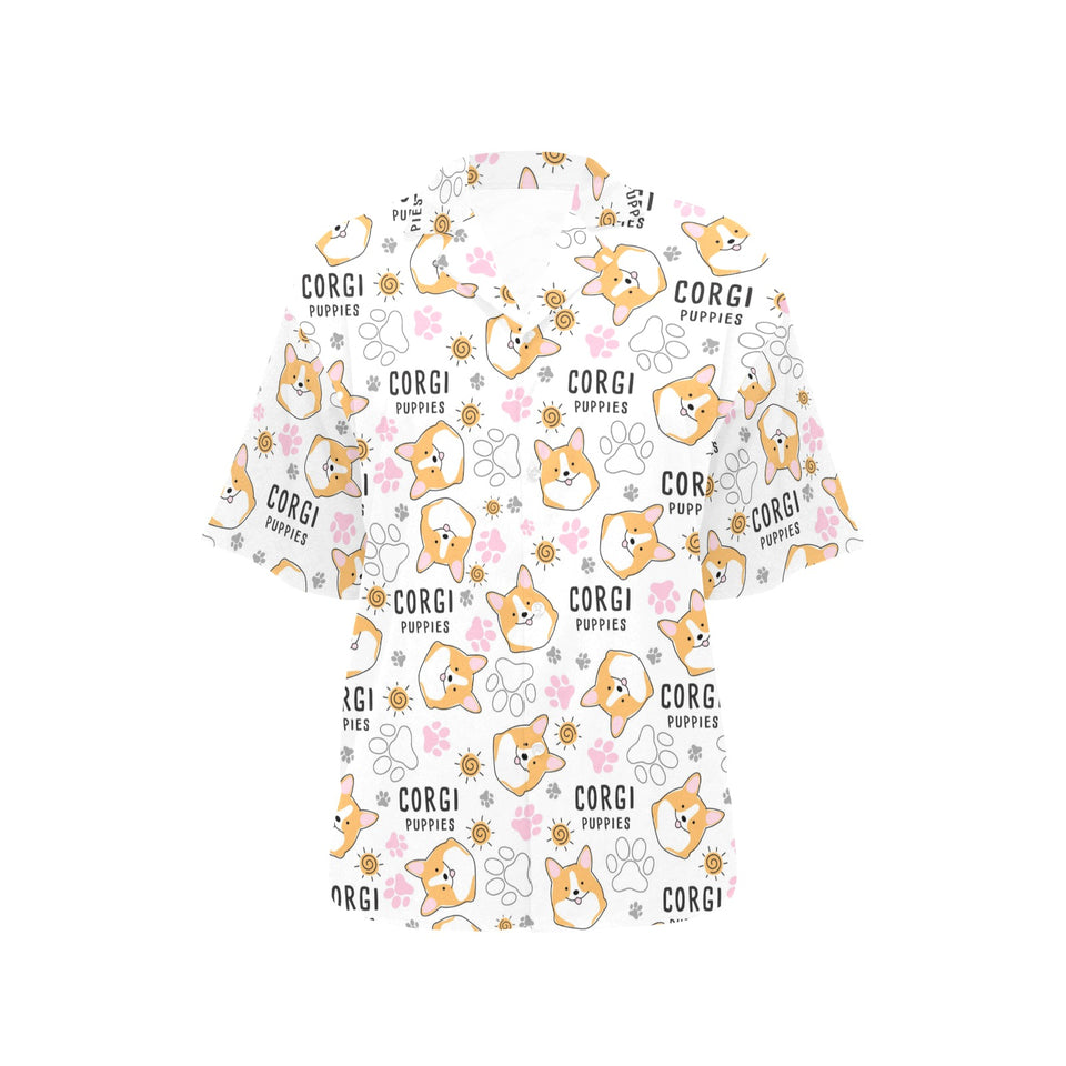 Corgi Dog Pattern Women's All Over Print Hawaiian Shirt
