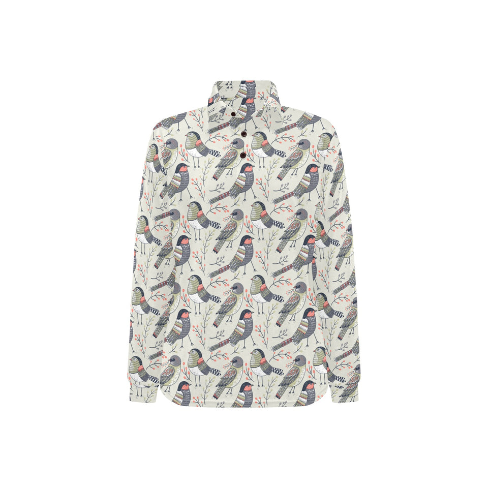 Pigeon Pattern Print Design 04 Women's Long Sleeve Polo Shirt