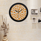Orange Maple Leaf pattern Elegant Black Wall Clock