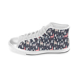 Deers Winter Christmas pattern Women's High Top Canvas Shoes White