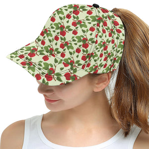 Red apples leaves pattern All Over Print Snapback Cap