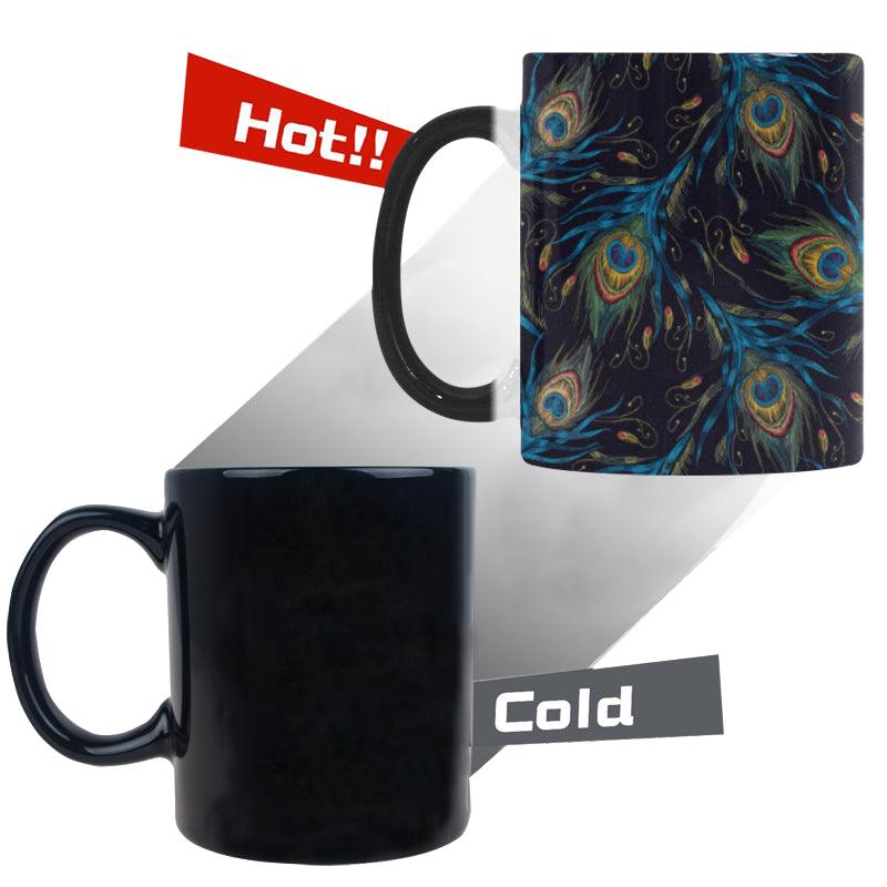 Beautiful peacock feather pattern Morphing Mug Heat Changing Mug