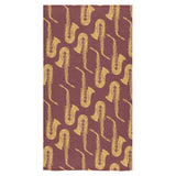 Hand drawn gold saxophone red background Bath Towel