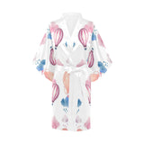 Watercolor air balloon cloud pattern Women's Short Kimono Robe