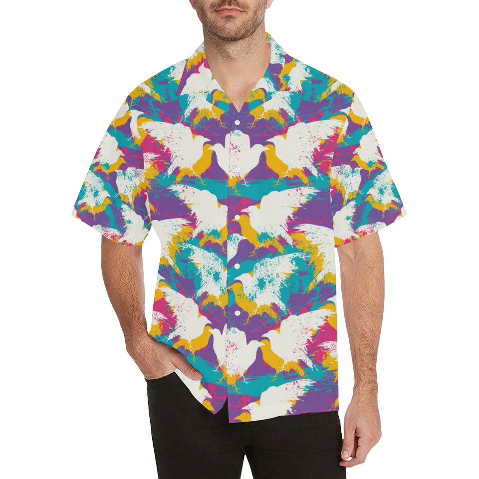 Colorful crow illustration pattern Men's All Over Print Hawaiian Shirt