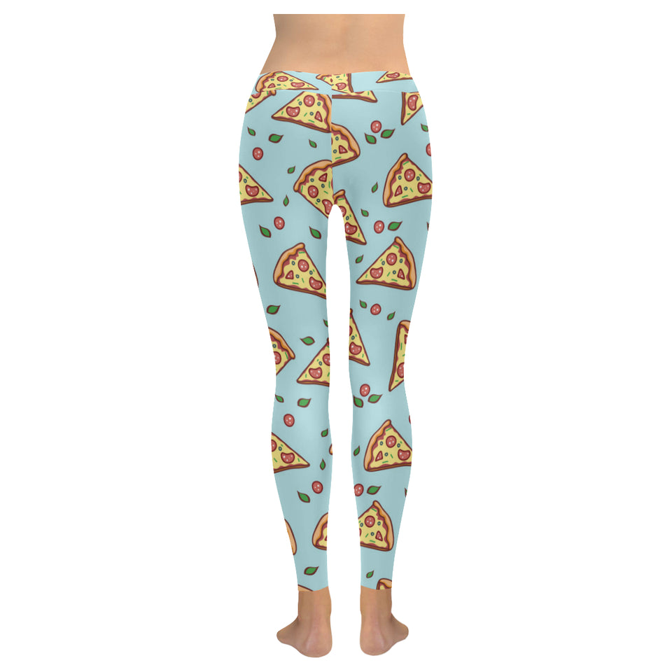 Hand drawn pizza blue background Women's Legging Fulfilled In US