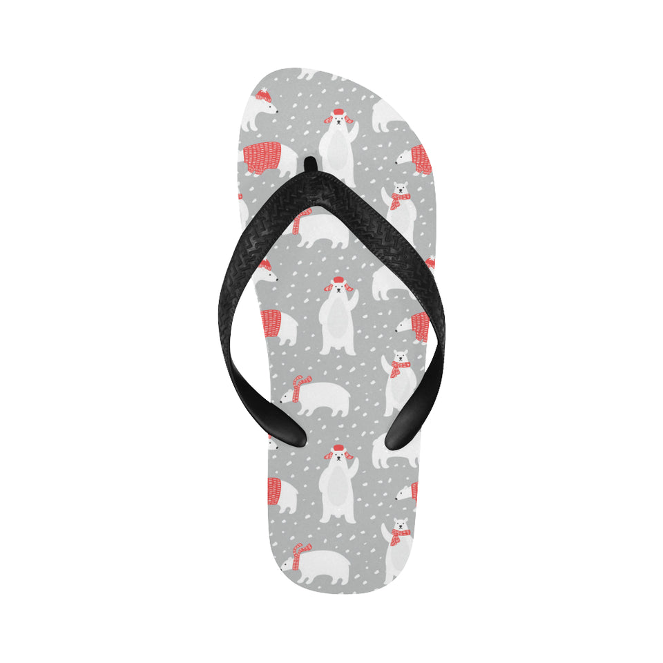 Cute polar bear christmas snow pattern Unisex Flip Flops