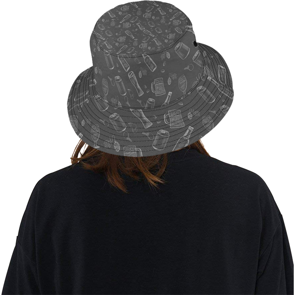 Beer hand drawn pattern Unisex Bucket Hat