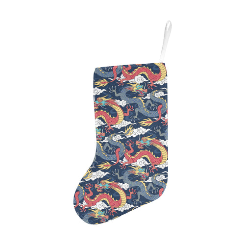 Blue red dragon cloud pattern Christmas Stocking
