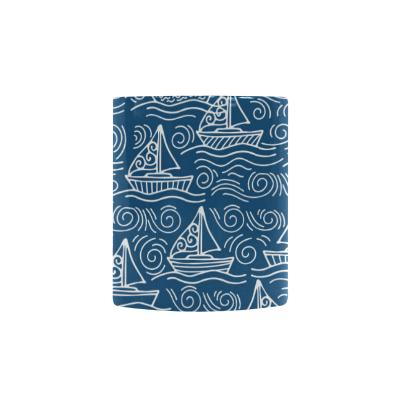 Hand drawn sailboat pattern Morphing Mug Heat Changing Mug