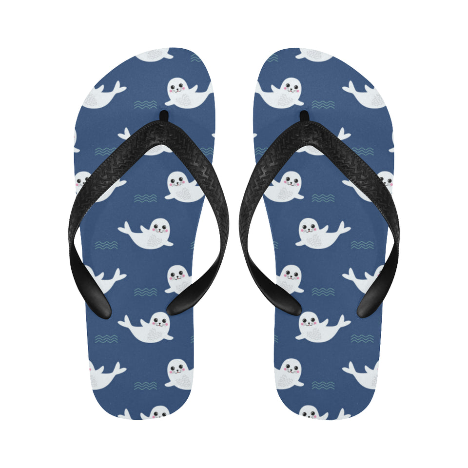 Cute white baby sea lion seal pattern Unisex Flip Flops