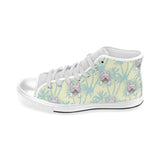 French bulldog hawaii blackground Men's High Top Canvas Shoes White