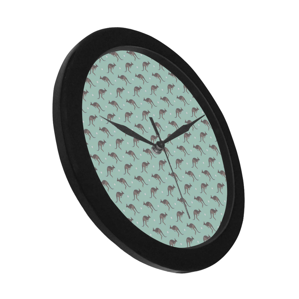Kangaroo pattern background Elegant Black Wall Clock
