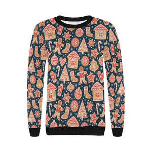Christmas gingerbread cookie pattern Women's Crew Neck Sweatshirt
